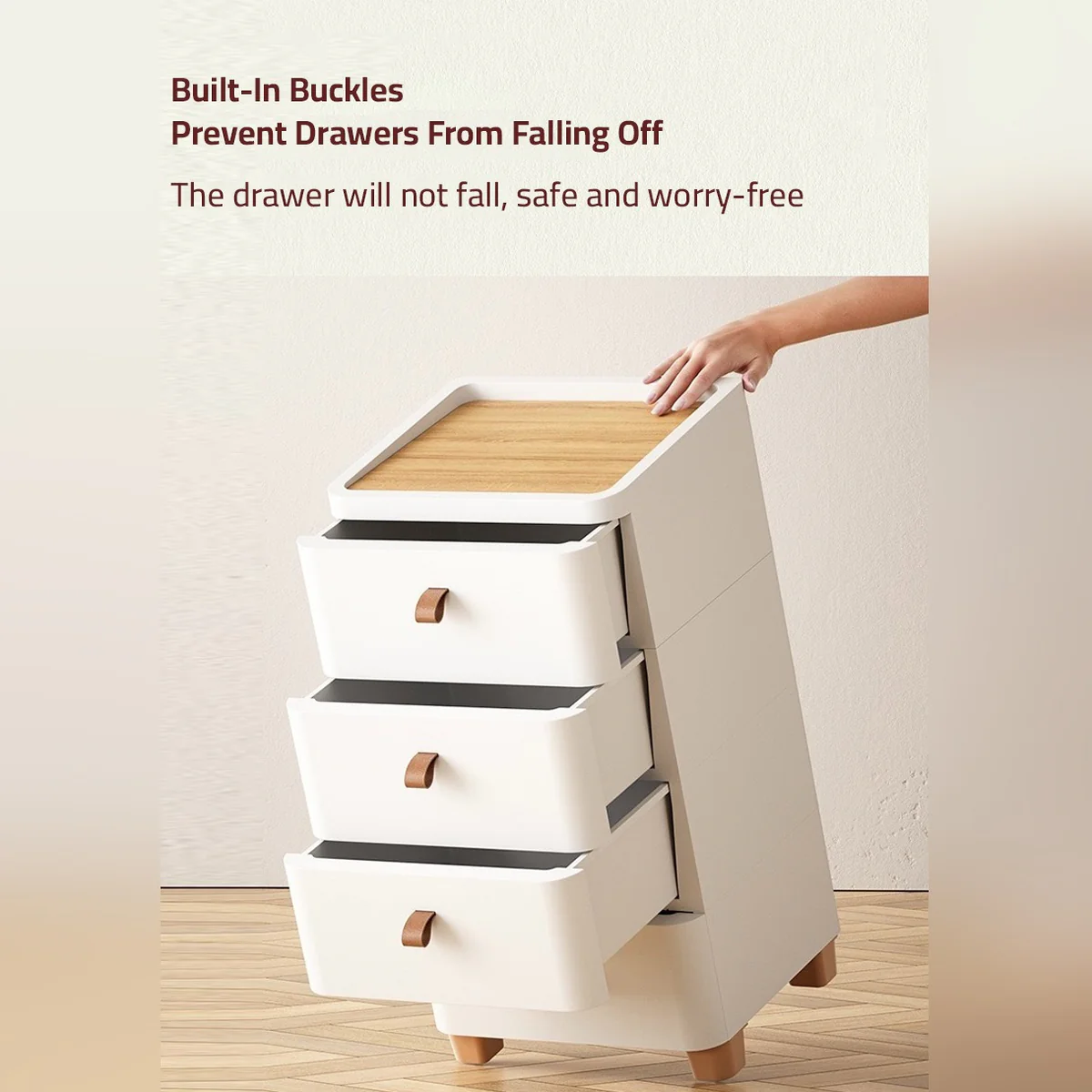 4 Drawer Storage Cabinets Japanese Style Bedside Table - AS435