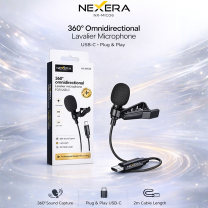 Nexera omnidirectional Lavalier microphone Type-C – NX-MIC06