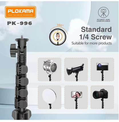 PLOKAMA PK996 Multifunctional  Bluetooth Tripod with Remote 5.5F PK996