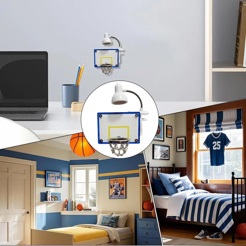 LED Nightlight Basketball Lights Lamp | Wall Decor with  Balls & Hoop