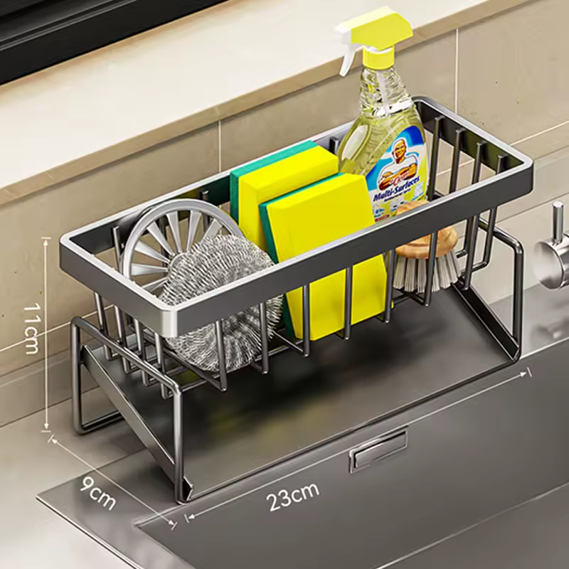 Multifunctional Stainless Steel Kitchen Drain Rack Sponge Organizer
