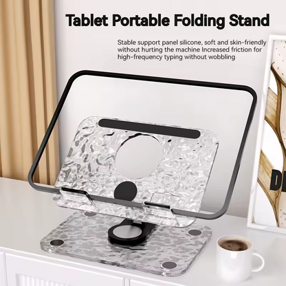 Foldable Tablet Stand for iPad Pro, Portable Stand, 360° Rotation, Acrylic Desktop Stand, Samsung Tablet, Laptop Stand.