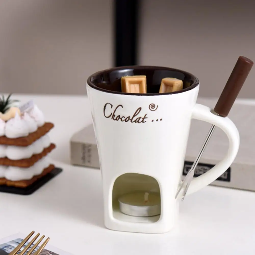 Chocolate Melting Cup with Fork, perfect for melting chocolate and cheese