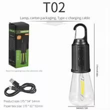Portable Camping Lamp 600mAh LED with Hanging Portable Lighting Type C Charging Waterproof