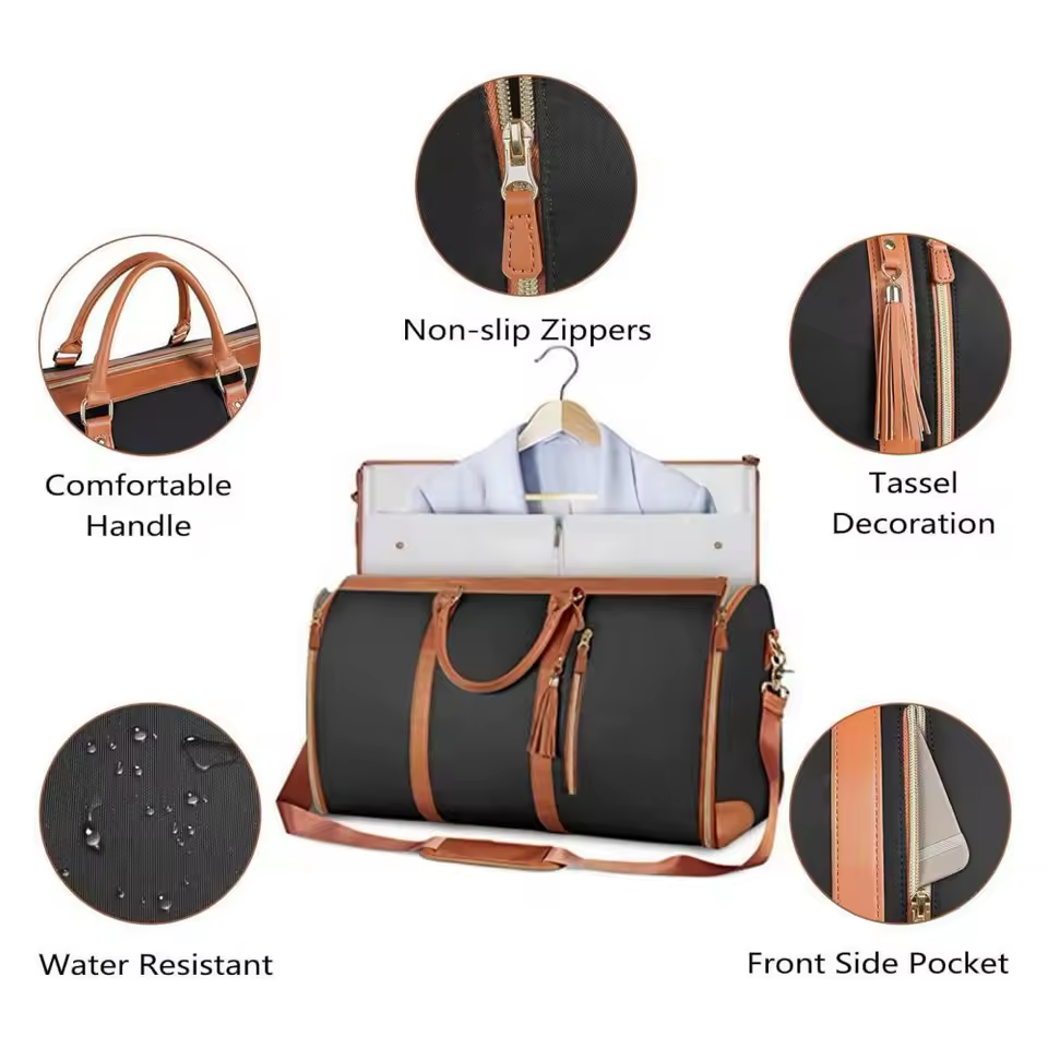 8 in 1 Travel Storage Bag Leather Travel Duffel Bag with Shoulder Strap
