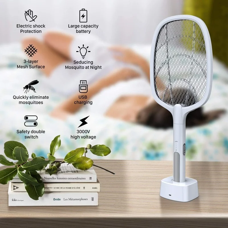 USB Rechargeable Electric Mosquito Swatter & Lamp – Fly Zapper