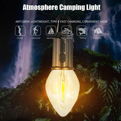 Portable Camping Lamp 600mAh LED with Hanging Portable Lighting Type C Charging Waterproof