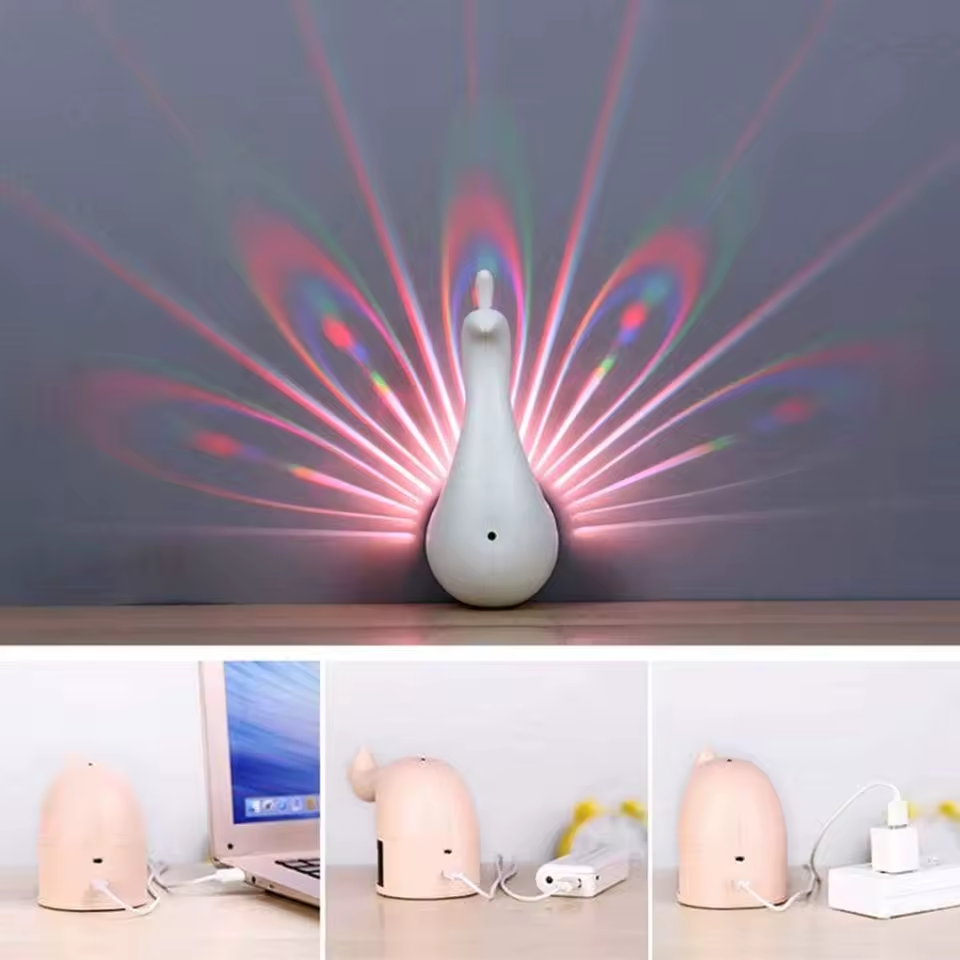 Peacock Projection Lamp, Wall Light with Remote Control