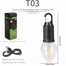 Portable Camping Lamp 600mAh LED with Hanging Portable Lighting Type C Charging Waterproof