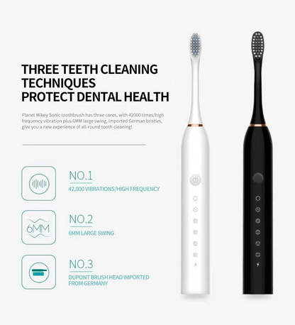 Sonic Electric Toothbrush, USB Rechargeable with 4 Brush Heads & 6 Modes | IPX7 Waterproof for Adults and Kids
