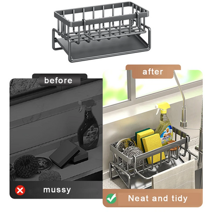 Multifunctional Stainless Steel Kitchen Drain Rack Sponge Organizer