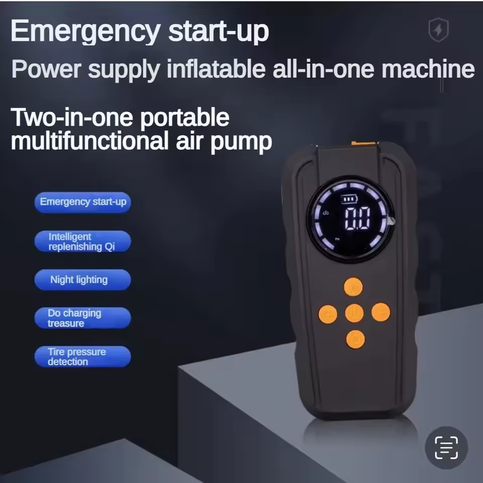 Smart Car Jump Starter and Air Compressor 150PSI Booster Charger 1000A Starting Light Car Air Pump Device with LED Light