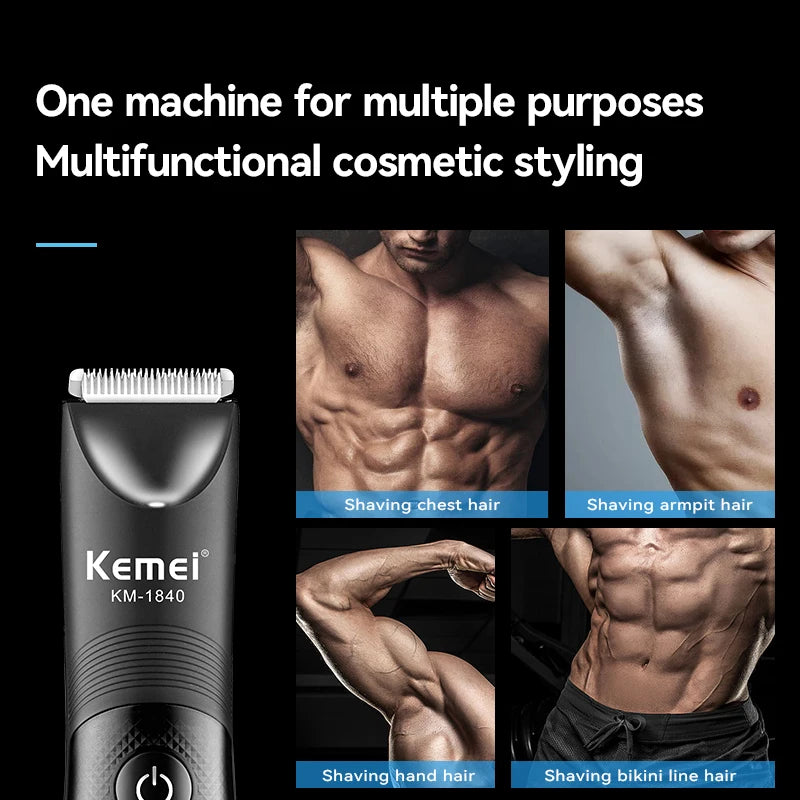 Waterproof Body Groomer With Skin Friendly Blades Kemei Hair Trimmer KM-1840