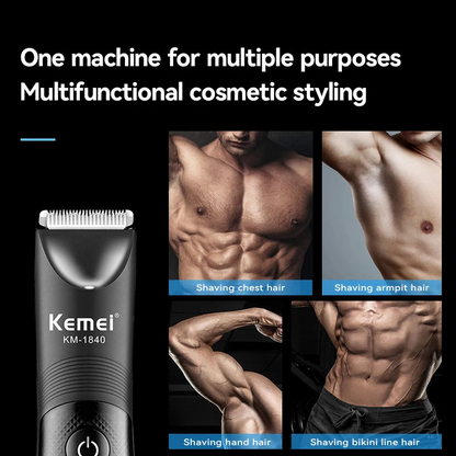 Waterproof Body Groomer With Skin Friendly Blades Kemei Hair Trimmer KM-1840