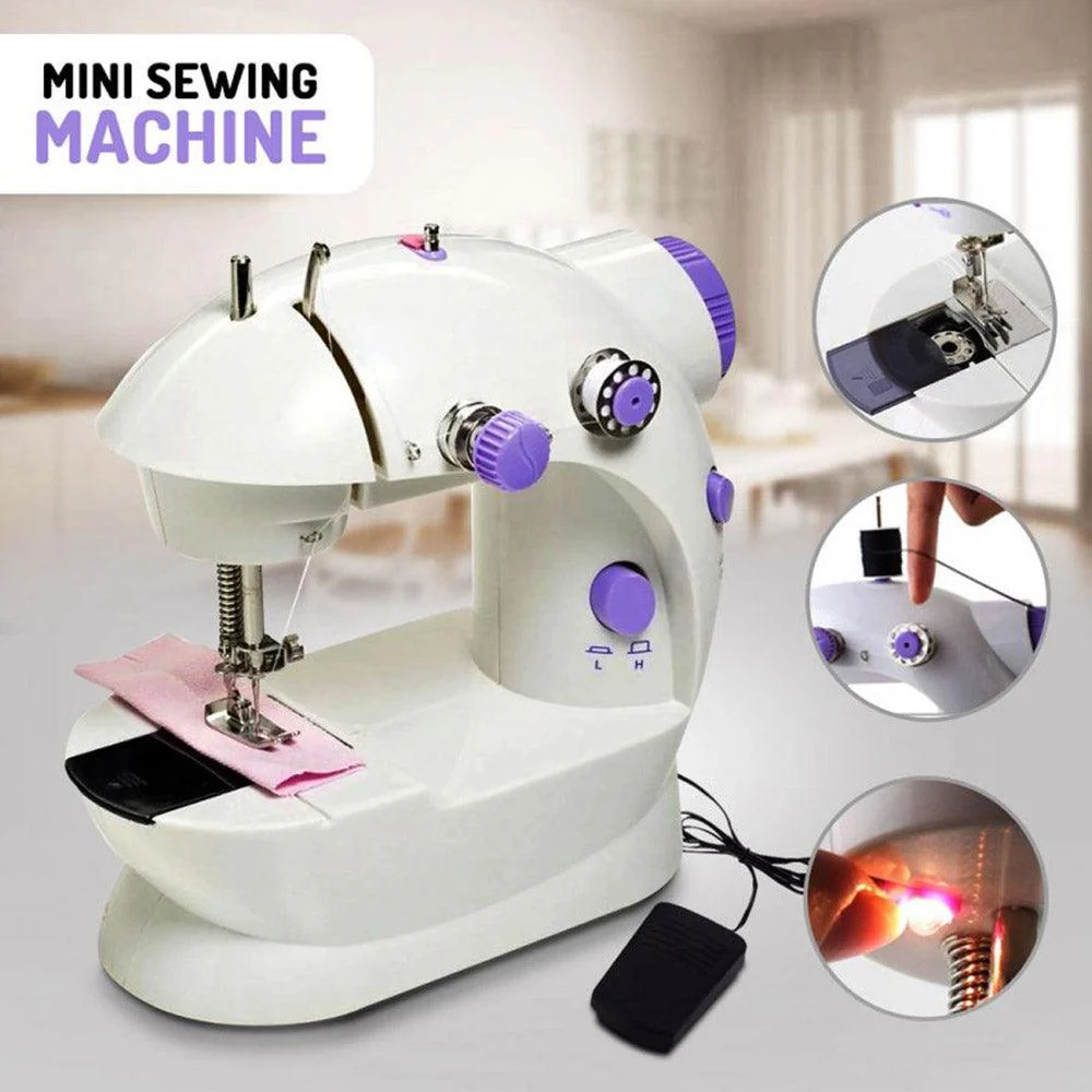 Portable Mini Sewing Machine with LED Light and Foot Pedal