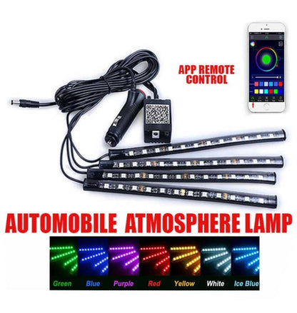 Car Rgb 4 Pcs Waterproof Led Light Strip Remote Or Bluetooth Control