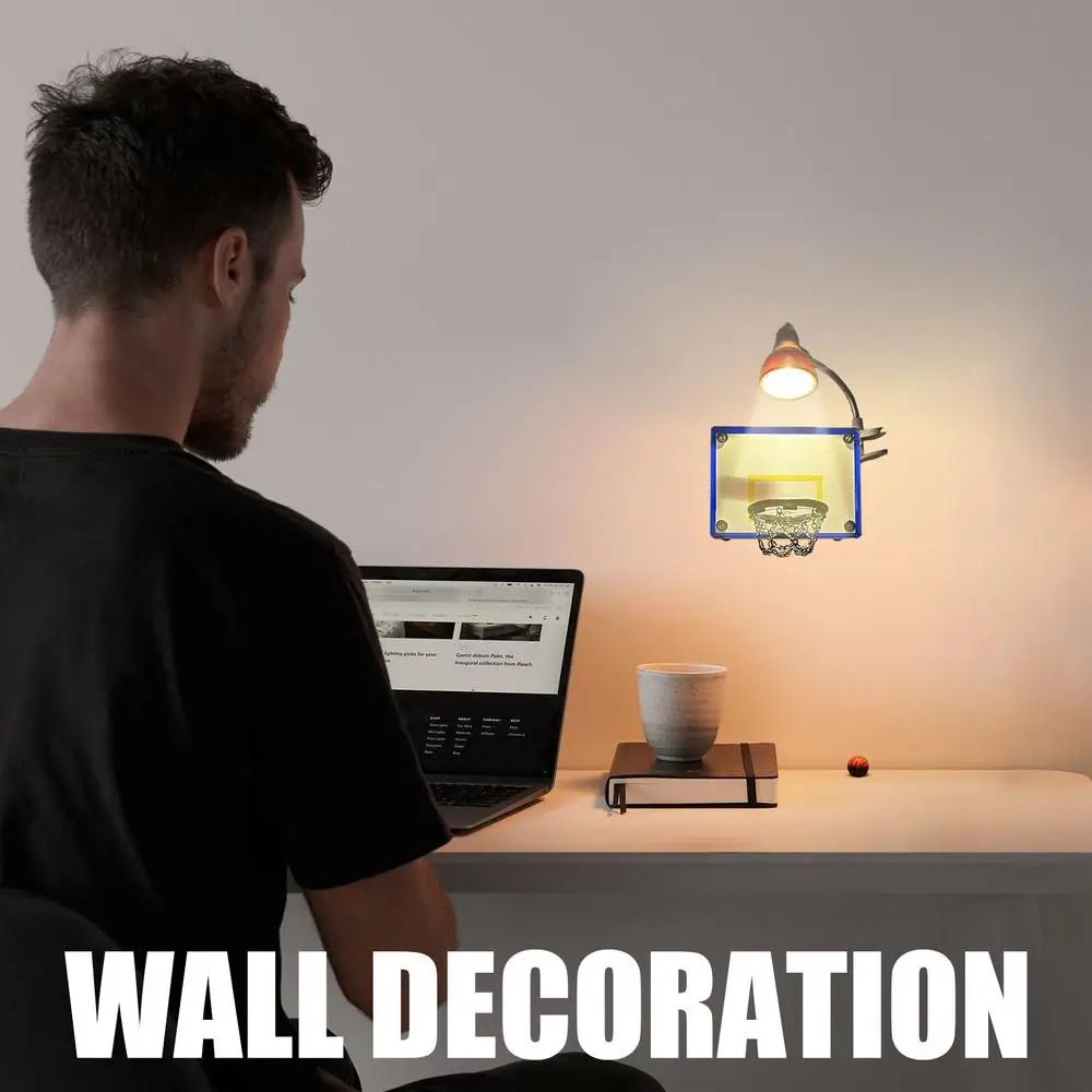 LED Nightlight Basketball Lights Lamp | Wall Decor with  Balls & Hoop