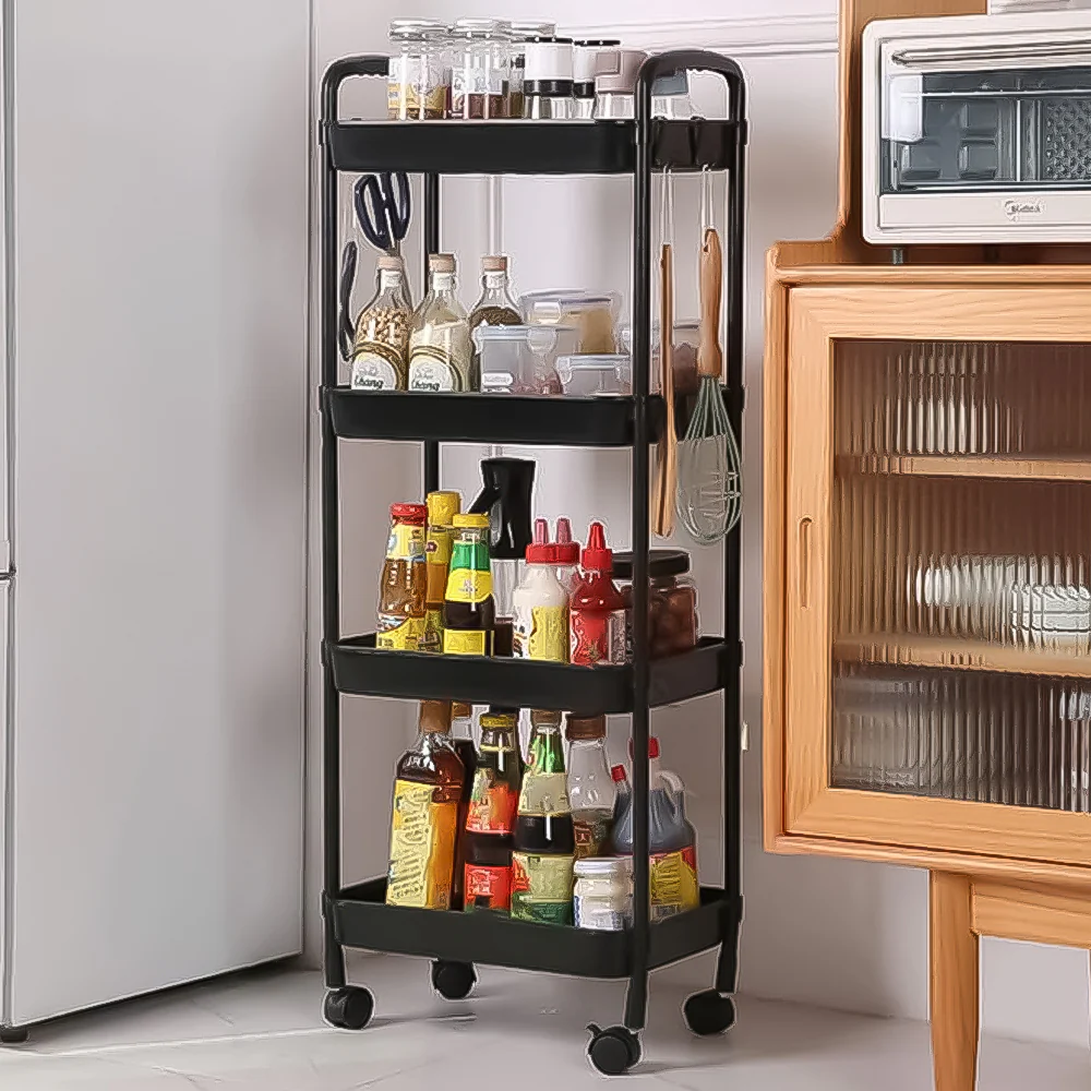 Multifunctional Floor Storage Shelves Rack Organiser with Wheels 4-Layer