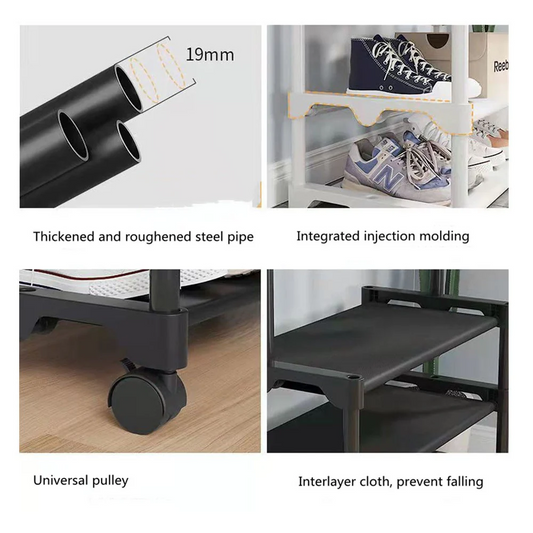 Single Pole Shoe and Hat Rack 3 Layers Easy To Assemble Coat Rack Shelf Shoe Racks With Shoe Storage Bench Sundry Goods Shelves