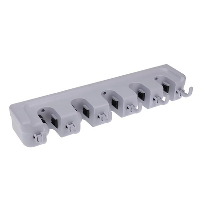 Broom and Mop Holder with 5 Compartments