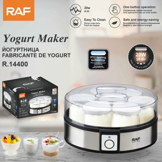 RAF Yogurt Maker, 20W Electric Automatic Yogurt Machine with 7 Glass Jars – Healthy Homemade Yogurt Maker R14400
