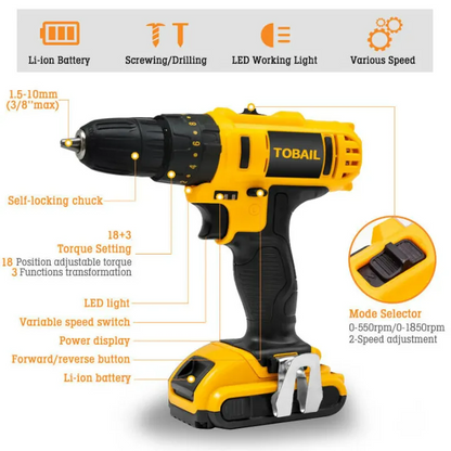 24V DUNLANDI Cordless Drill Machine Kit With 2 Battery