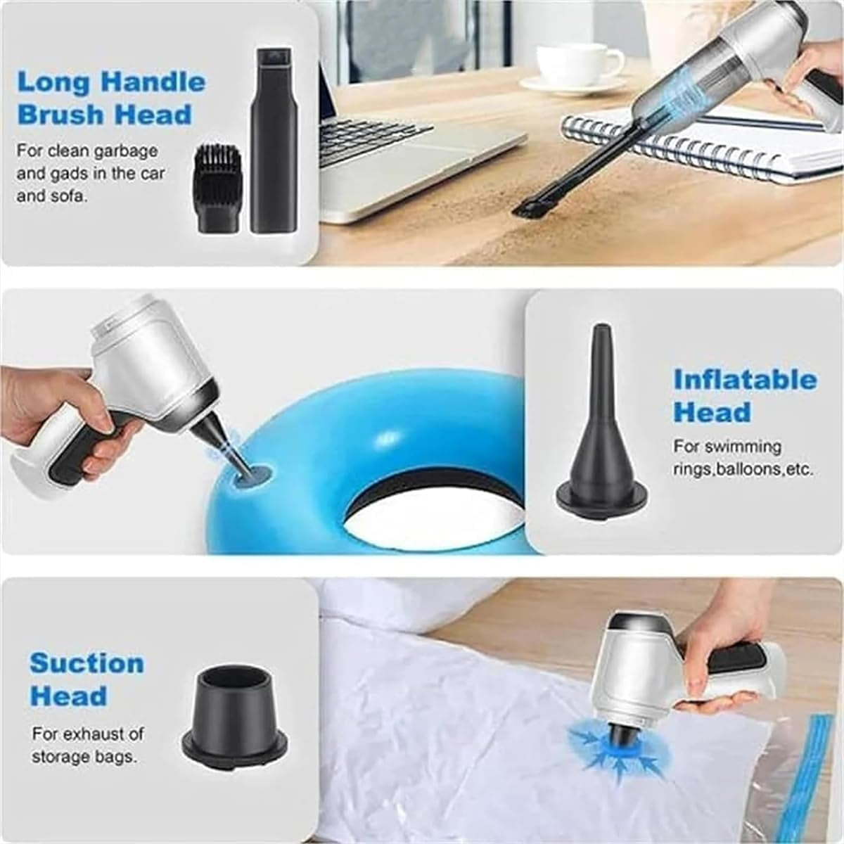 3 In 1 Portable Handheld Car Vacuum Cleaner For Car , Keyboard & Pet