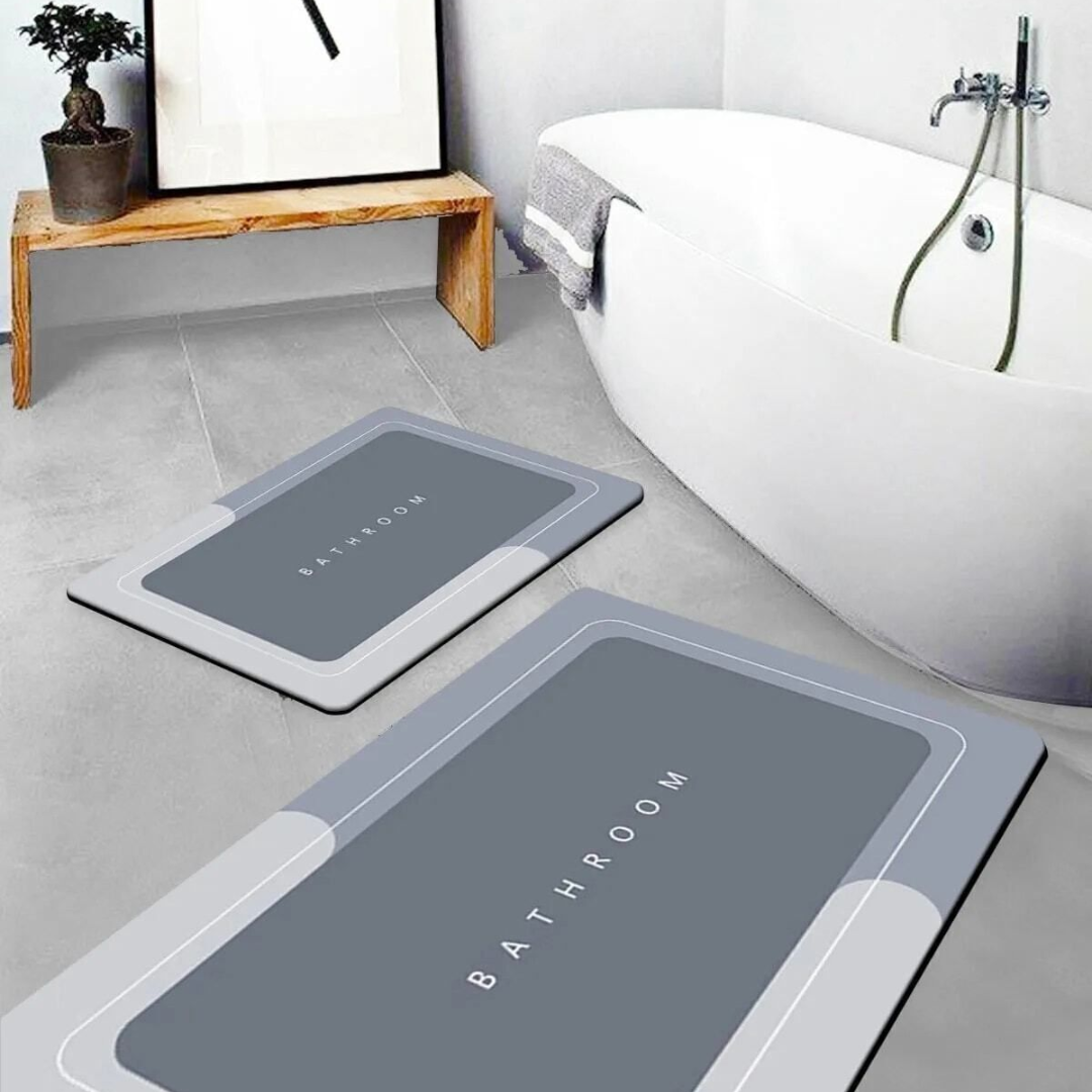 Bathroom Mat (2pcs) Silicone Super Absorbent Quick Dry for and Floor Mats