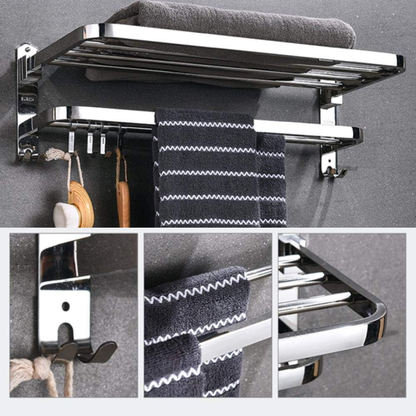 Bathroom Storage Shelf Multi Towel Rack - Black Color