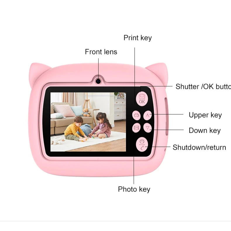 Kids Instant Print Camera with 2.4" Screen, 1080P HD
