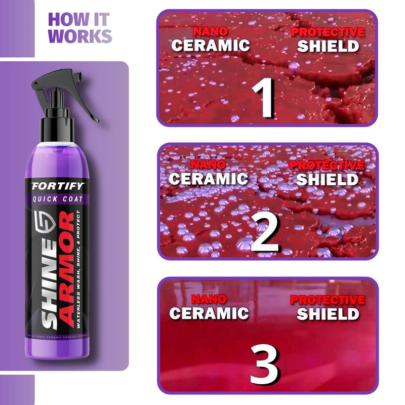 Shine Armor 3-in-1 Ceramic Coating Spray – Car Wax, Polish & Paint Sealant for Tires, Rims, Seats & Bumpers