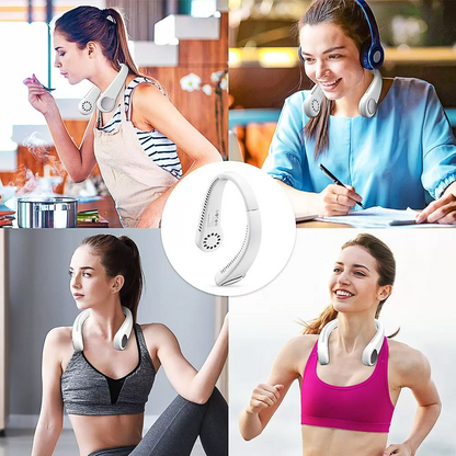 Portable Neck Fan – Hands-Free Bladeless Wearable Fan with Rechargeable Battery