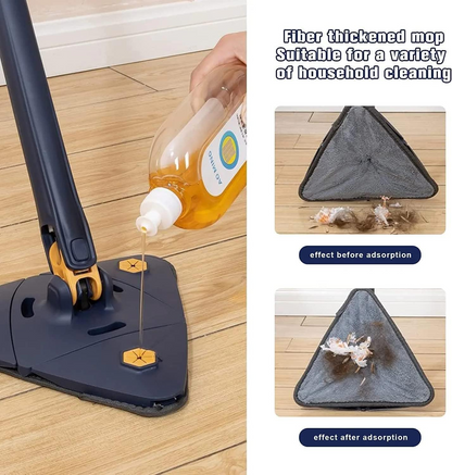 360° Triangle Mop | Self-Wringing Wet & Dry Microfiber Mop