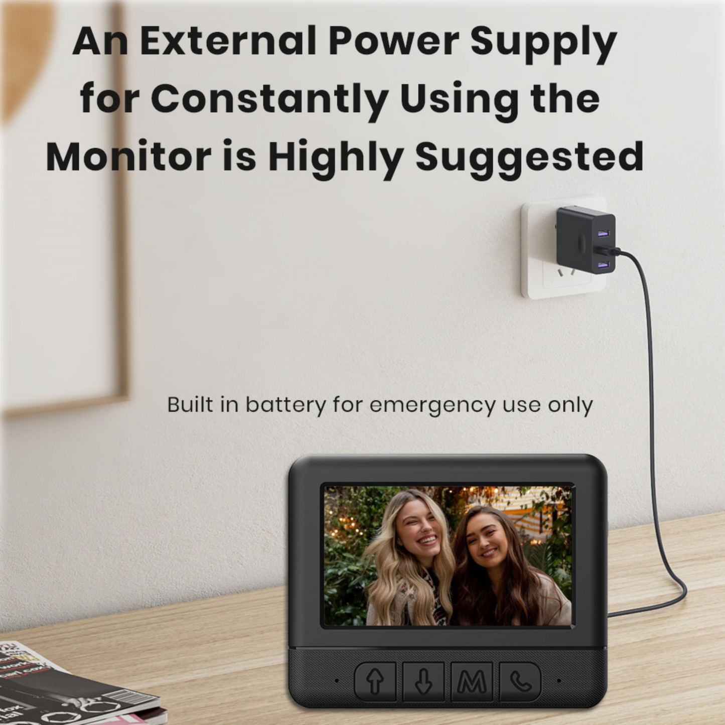 Visual smart doorbell with 4.3-inch color display, 0.3 megapixel camera for home security