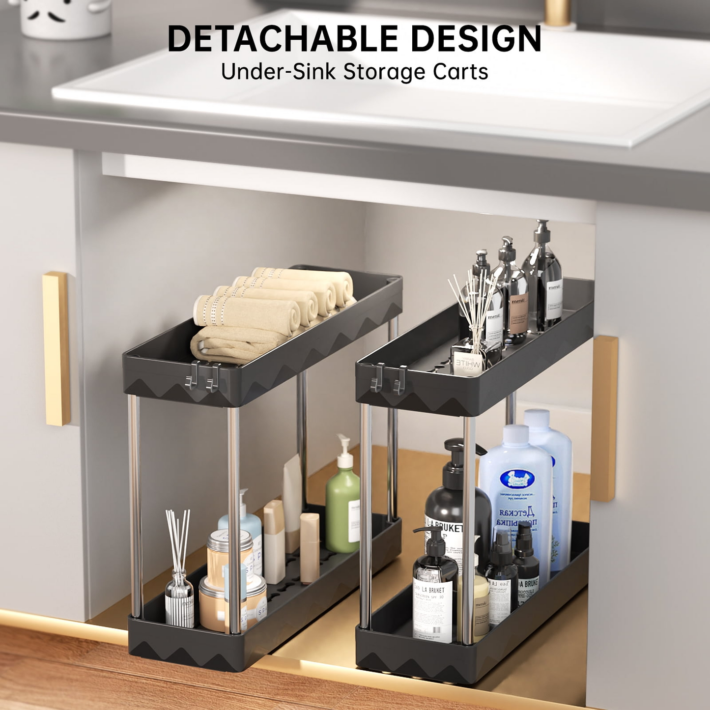 4 Tier Slim Rolling Storage Cart, Bathroom Storage Organizer,
