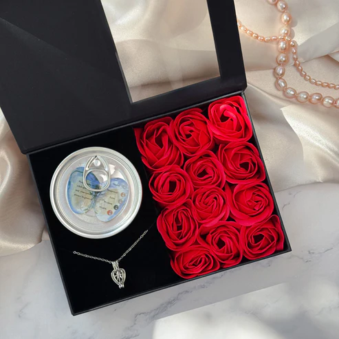 12 Preserved Roses & Love Pearl Gift Box (Luxury Set)