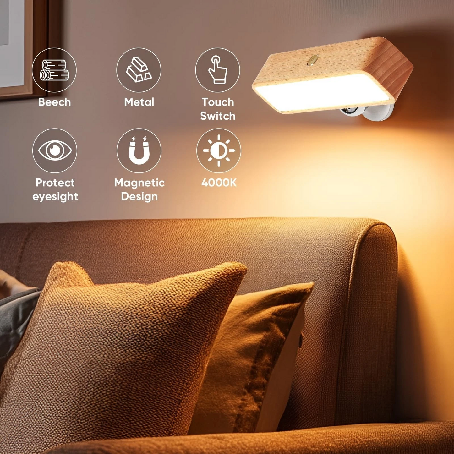 2 Pcs Rechargeable Intelligent Sensing Led Wall Lights