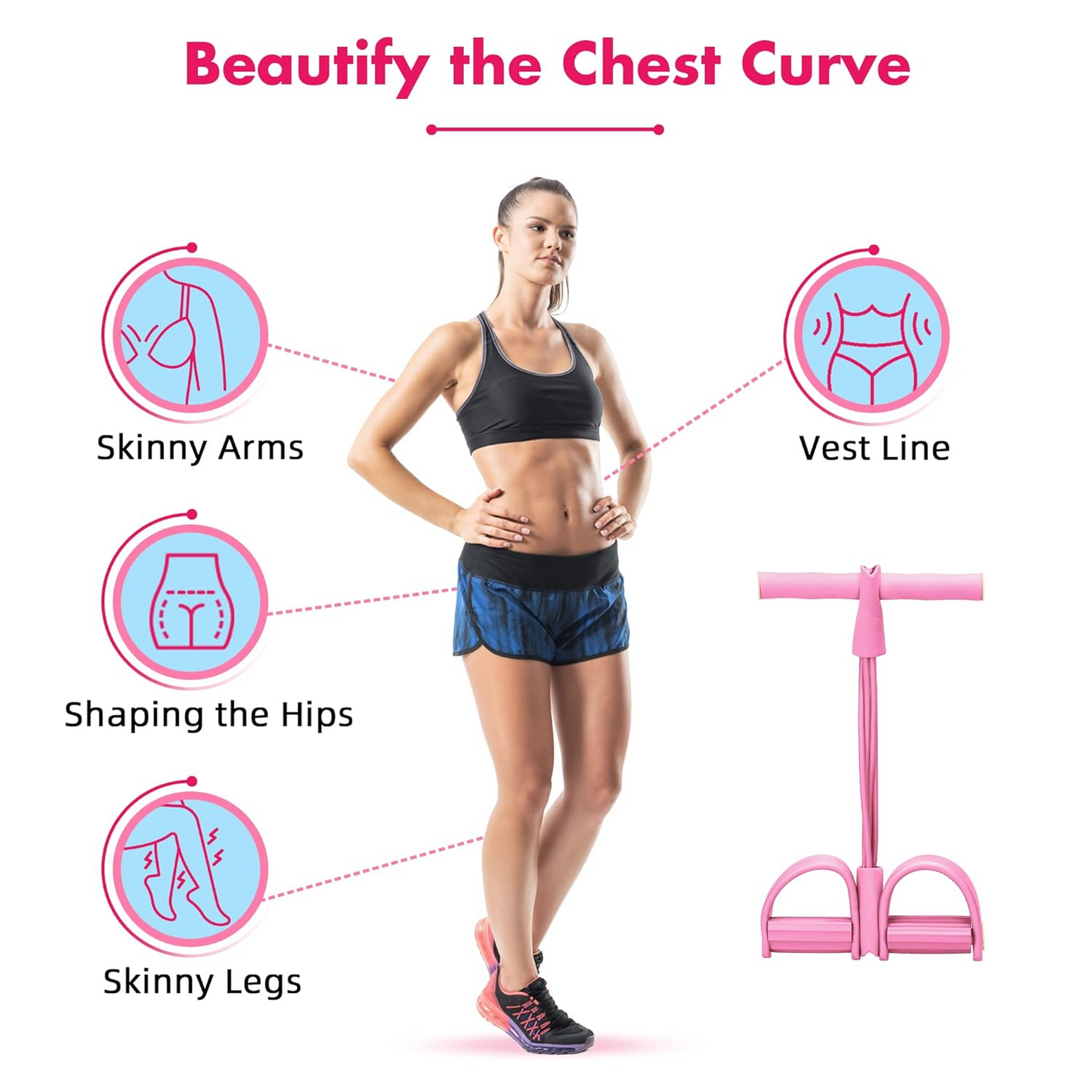 Elastic Resistance Band with Pedal Puller - Abs & Arm Resistance Band Exerciser