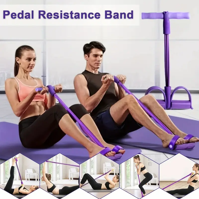 Elastic Resistance Band with Pedal Puller - Abs & Arm Resistance Band Exerciser