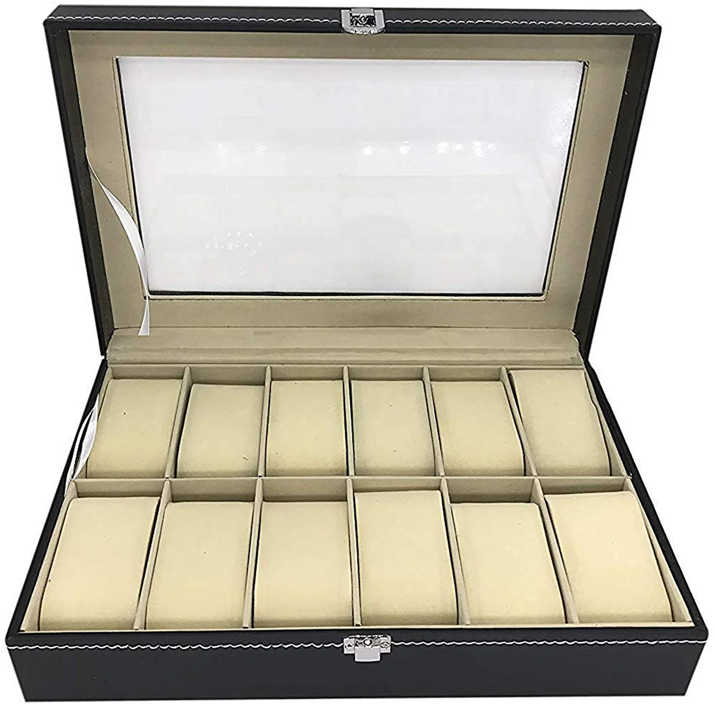 Watch Box 12 Slot Black Watch Display Box Storage Organiser
