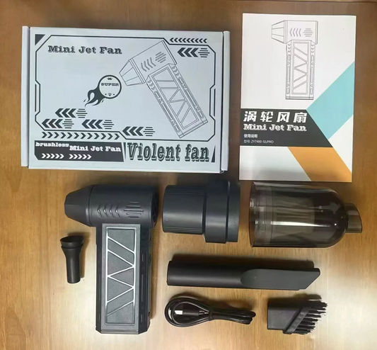 🌪️ 130,000 RPM Turbo Jet Fan – Handheld Air Blower & Vacuum ⚡🔋with LED Power Display