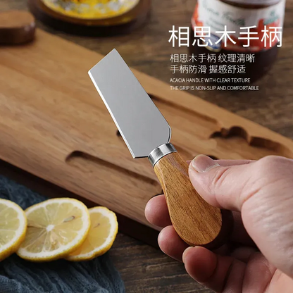 a Wood Cheese Board and Knife Set: Charcuterie Serving Platter for Meat, Cheese, Crackers