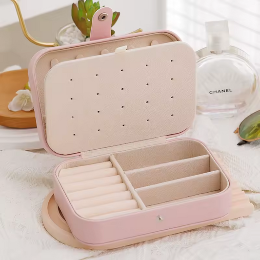 Portable PU Leather Jewelry Case Organizer Storage Display Holder