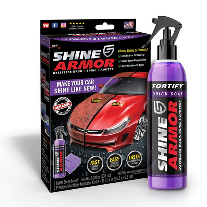 Shine Armor 3-in-1 Ceramic Coating Spray – Car Wax, Polish & Paint Sealant for Tires, Rims, Seats & Bumpers