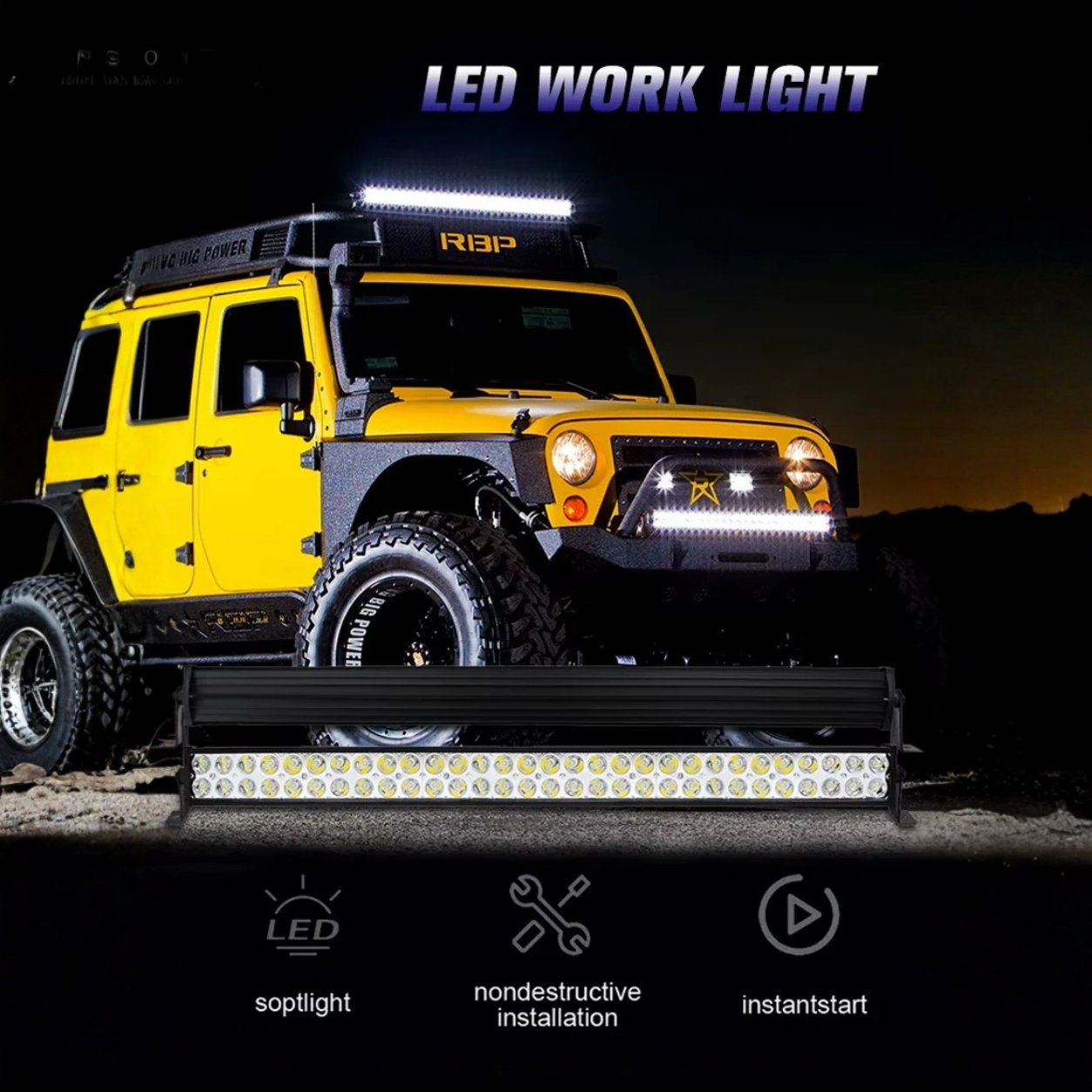 Off-Road Dual-Row LED Work Light Bar  Cool White IP67 Waterproof