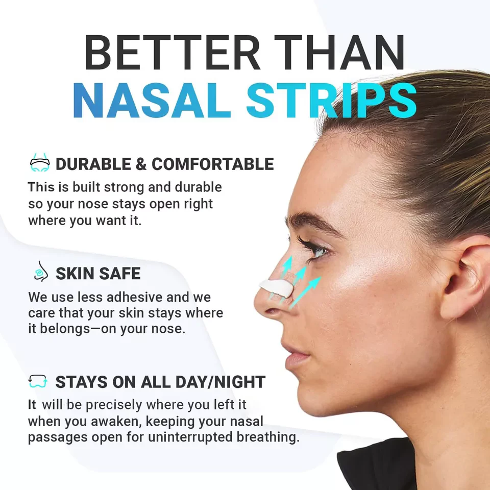 Magnetic Nasal Strips Snoring Relief Kit with Nose Clip for Gentle Breathing Sleep Aid