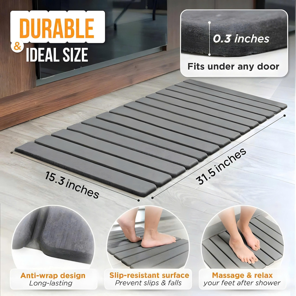 Luxury Foldable Stone Drying Mat Anti Slip Bathroom/Kitchen