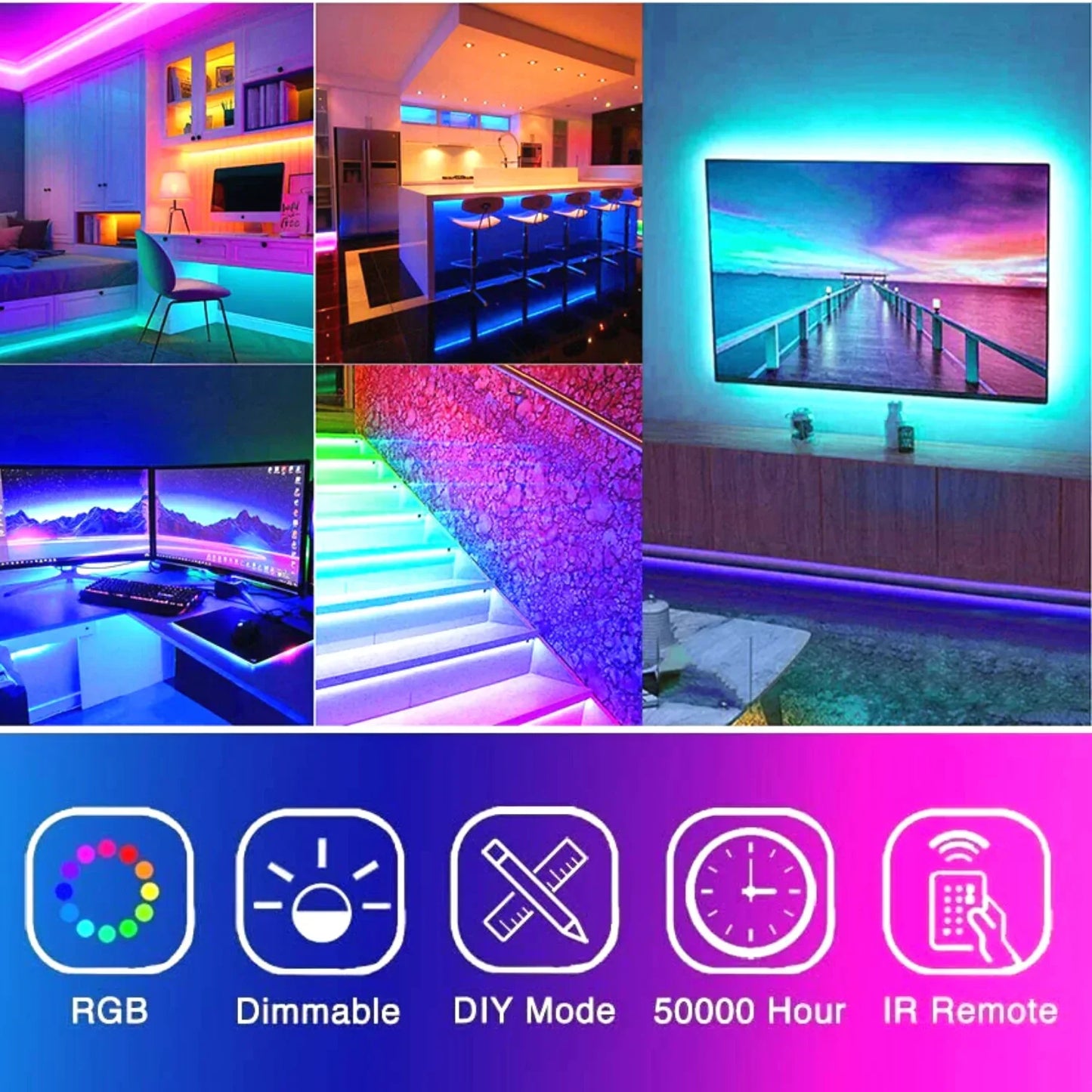 RGB Led Light 5 Meter Waterproof Phone App Bluetooth + Remote Controller