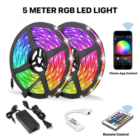 RGB Led Light 5 Meter Waterproof Phone App Bluetooth + Remote Controller