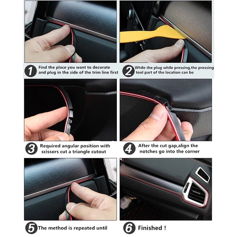 5 Meter Car Interior & Exterior Decoration Trim Strip line Dashboard